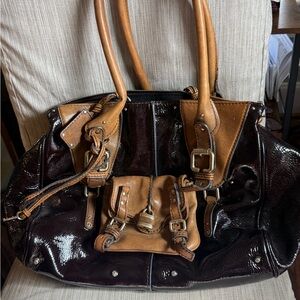 Elegant Brown and Tan Leather Handbag